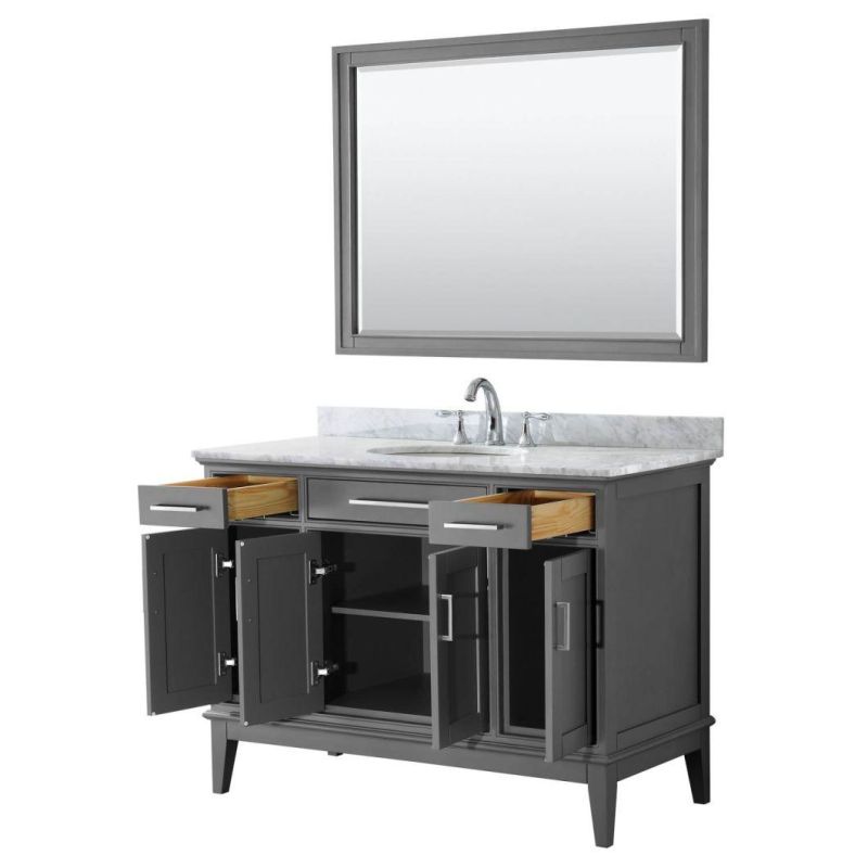 48" Single Bathroom Vanity-White with Double Ceramic Sinks