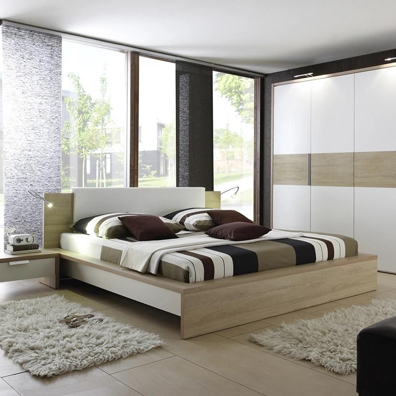 Home Use Latest Design Modern Melamine Bed Furniture Bedroom Sets King Size Bedroom