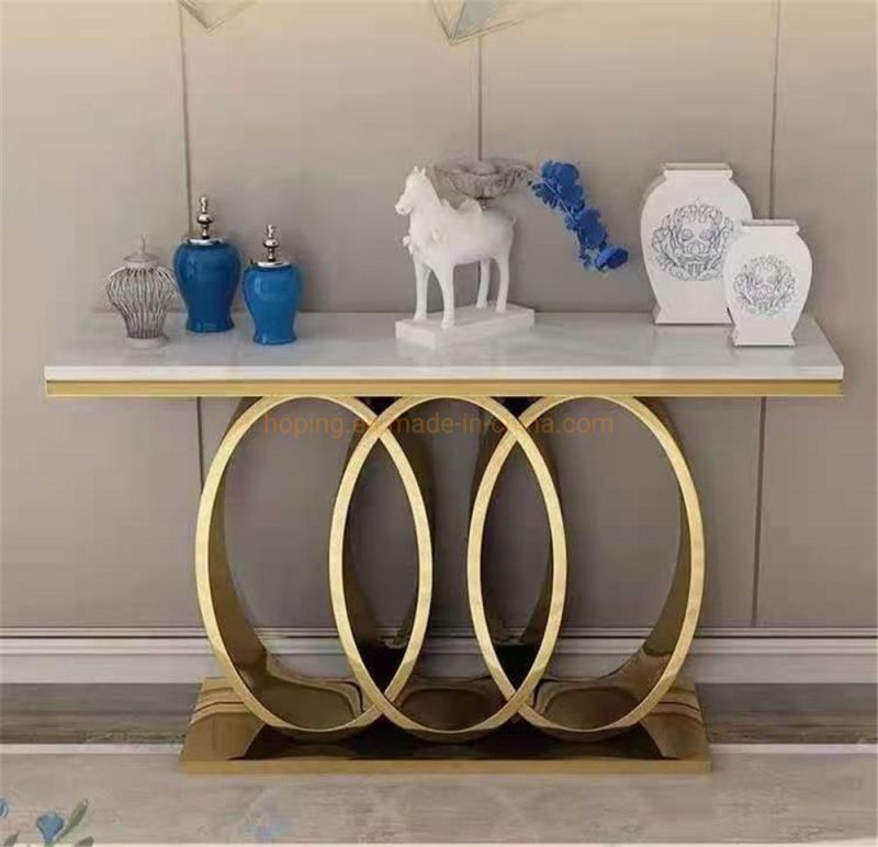 Collection Furniture Brass White Marble Rectangle Side Table Modern Hotel Banqet Table