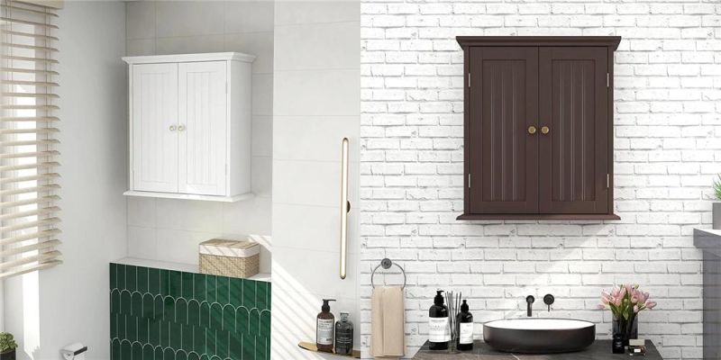 Modern Minimalist Bathroom Wall-Mounted Storage Cabinet with Doors and Adjustable Shelves 0240