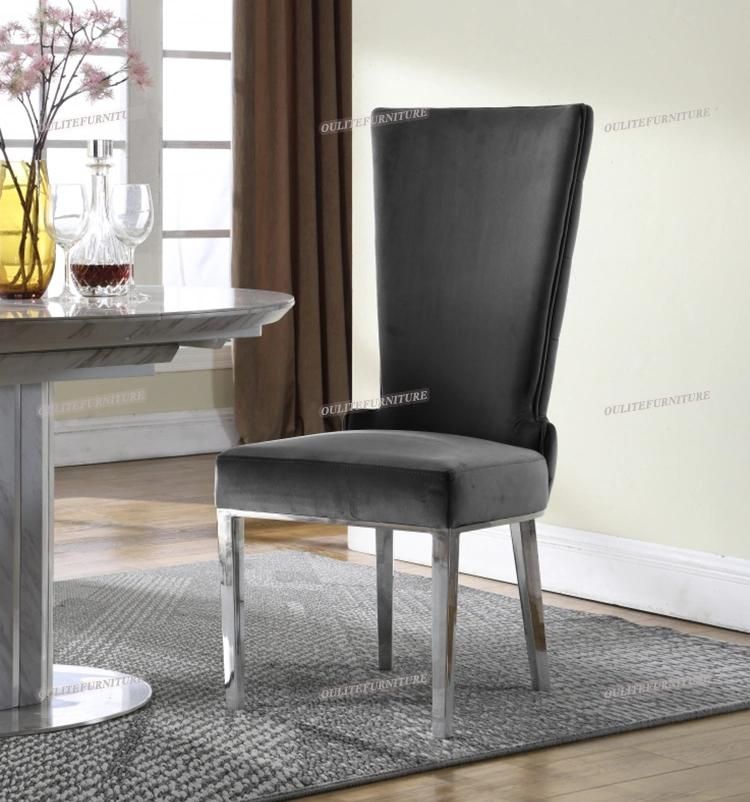 New Design Black Velvet Cover Dining Chair with Steel Legs
