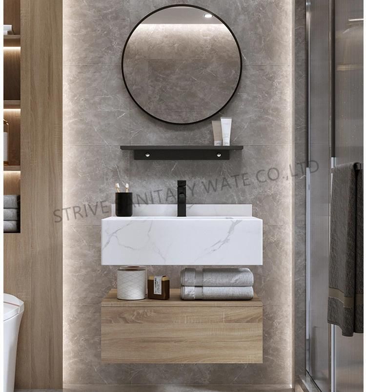 Low Price Real Good Price Simple Modern Melamine Board Bathroom Cabinet with LED Mirror