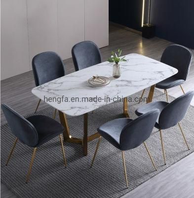 Cafe Furniture Modern Metal Frame for Restaurant Marble Dining Table