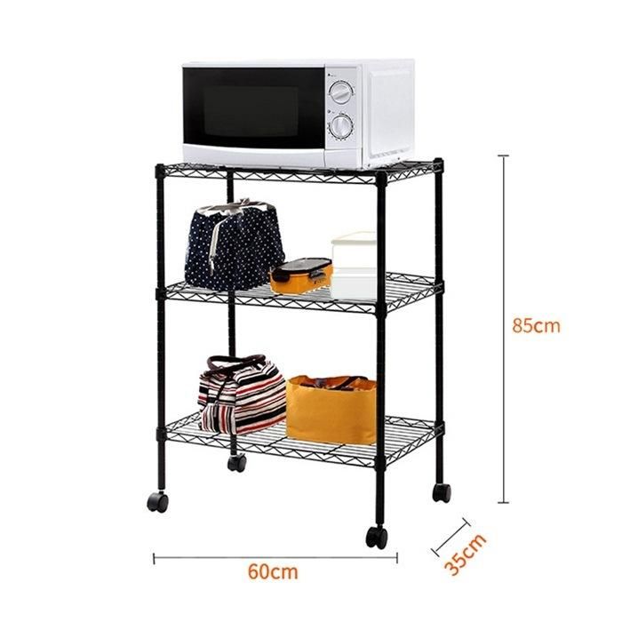 Home Kitchen Furniture Household Chrome Wire Storage Rack Trolley