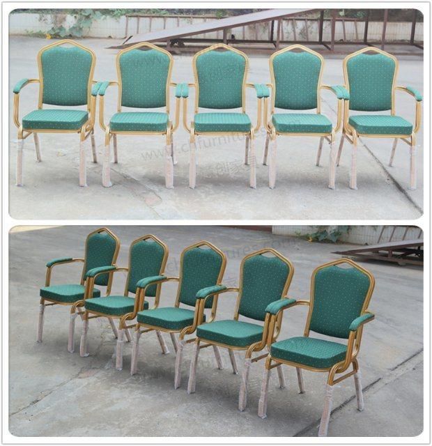 Stackable Wedding Banquet Aluminum Chair with Armrest Yc-Af09