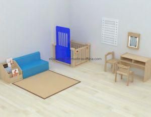 Natural Wooden Daycare Furniture Classroom Setup and Layout Kids Role Pretend Play Area Furniture Sets for Children