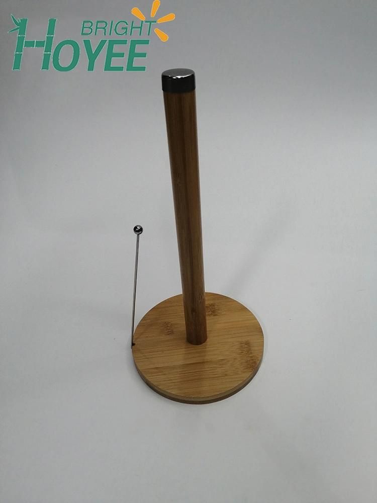 Bamboo Wood Counter Top Slim Paper Towel Holder Stand Dispenser