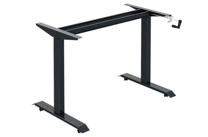 Manual Height Adjustable Black Color Table Frame Office Desk Ada