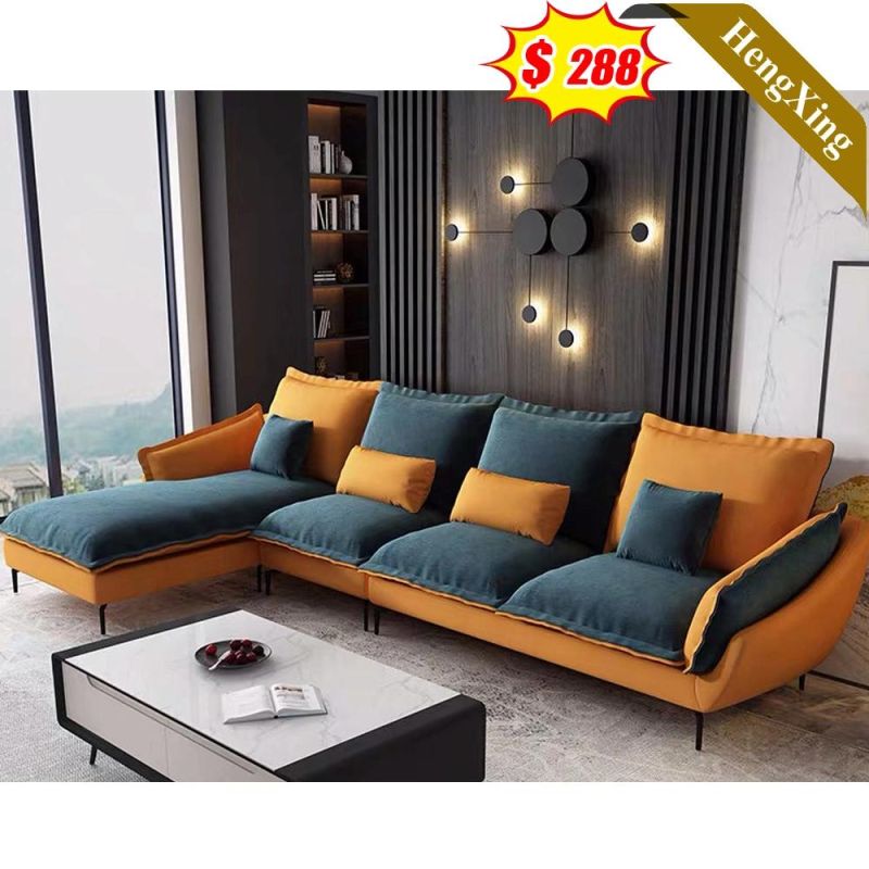 Simple Classic Design Living Room Home Hotel Lobby Couch Sofa Modern Green and Orange Color Fabric Sofas Set