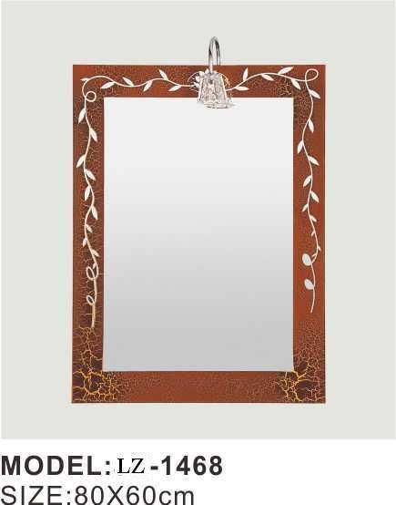 Hangzhou Manufacture Retro Pattern Square Single Coated Bathroom Mirror with Lighting