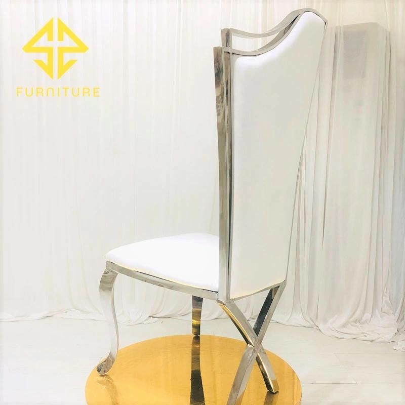 2021 Hot High Back Stainless Steel Dining Chair Hotel Furniture Wedding Events Chairs