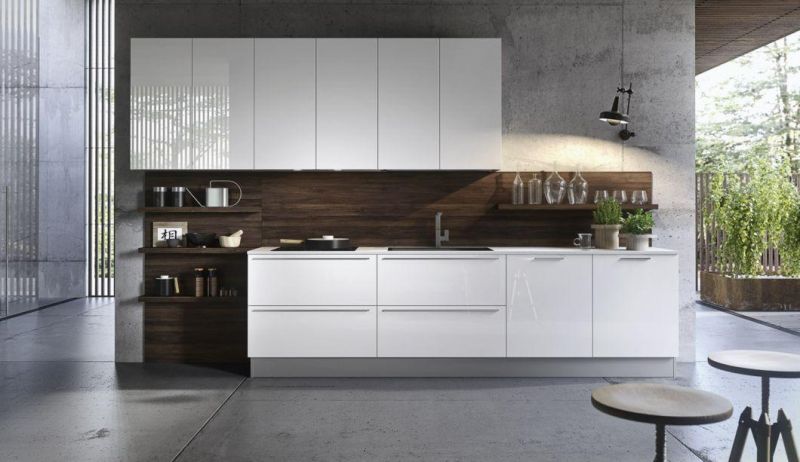 China Wholesale Custom Modern Pantry Acrylic Finish Handleless Kitchen Cabinet