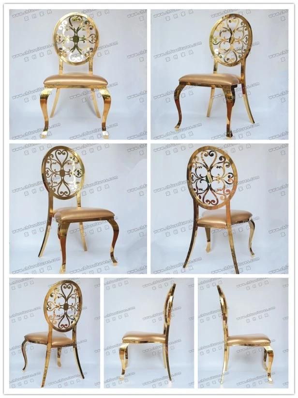 Chair Wedding White Throne Stainless Steel Chair, Golden Banquet Modern Dining Chair Yc-Ss43