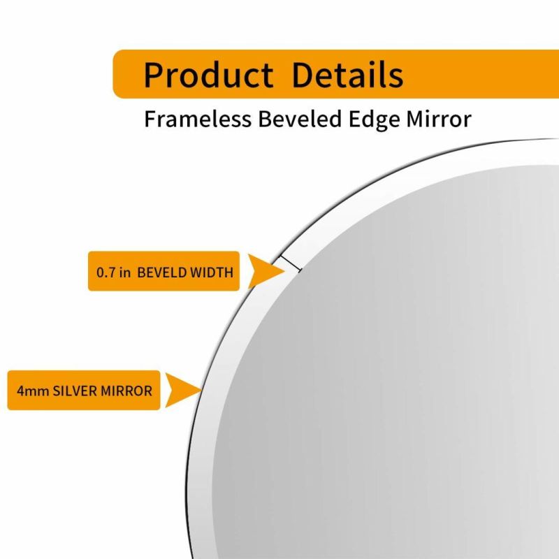 Round Unique Design Beauty Salon Mirorr Glass Multi-Function Frameless Bathroom Mirror Manufacture