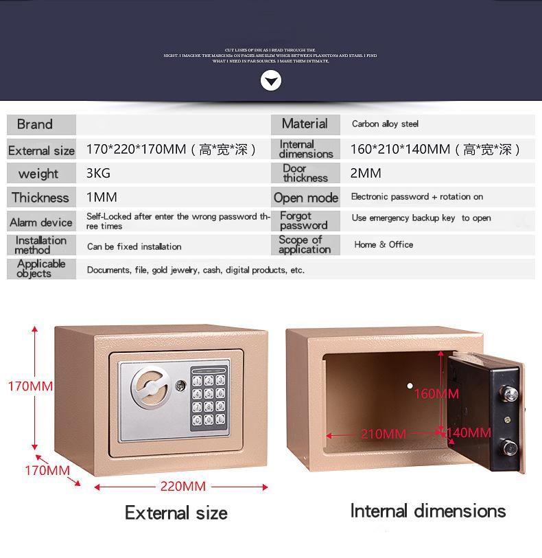 Strong Metal Money Bank Mini Safety Security Lock Box Furniture