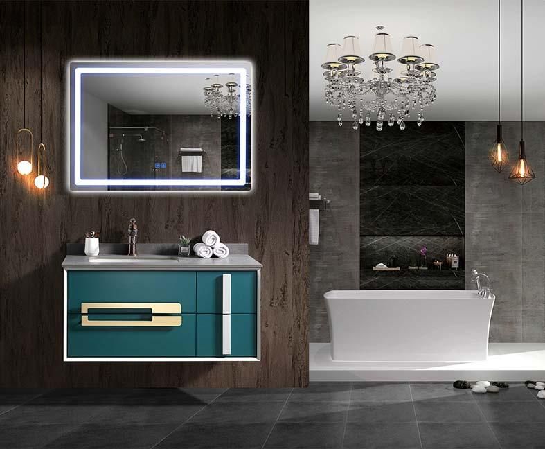 2022 Luxury Hot-Selling Green Marble Countertop Plywood Bathroom Cabinet