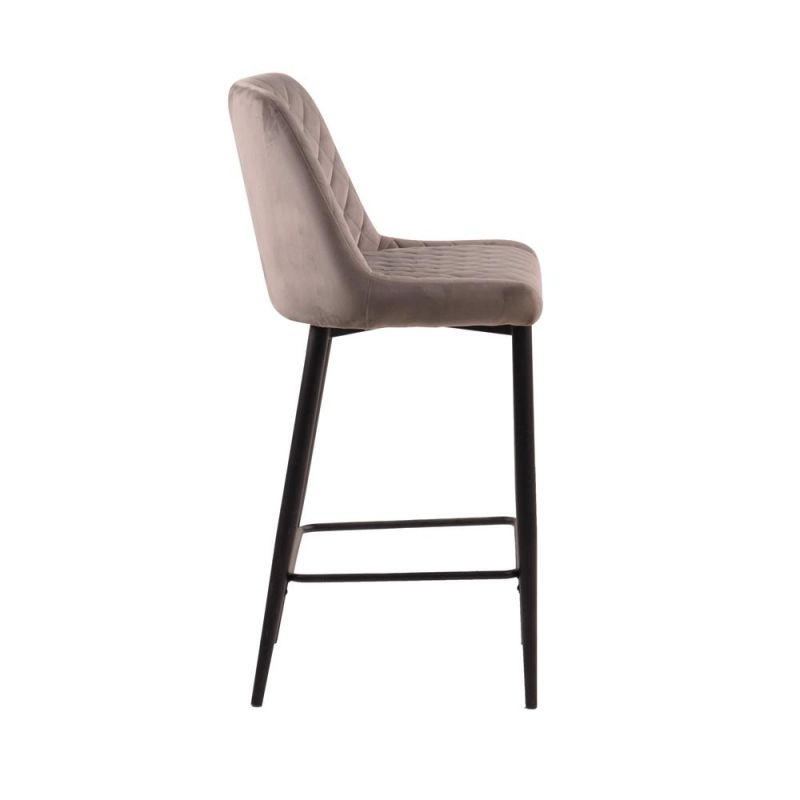 Hot Sale Metal Comfortable Velvet Fabric Fixed Modern Bar Chair for Home Pub Coffee Shop Use