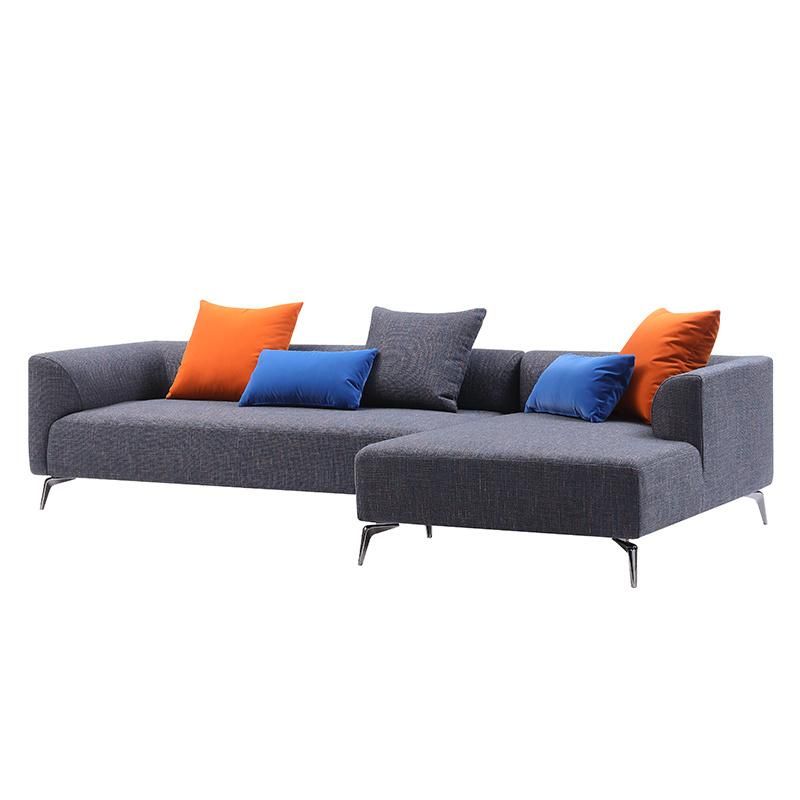 Living Room Furniture Modern Simple Fashion Design Sectional Gray Fabric Sofa with Metal Leg