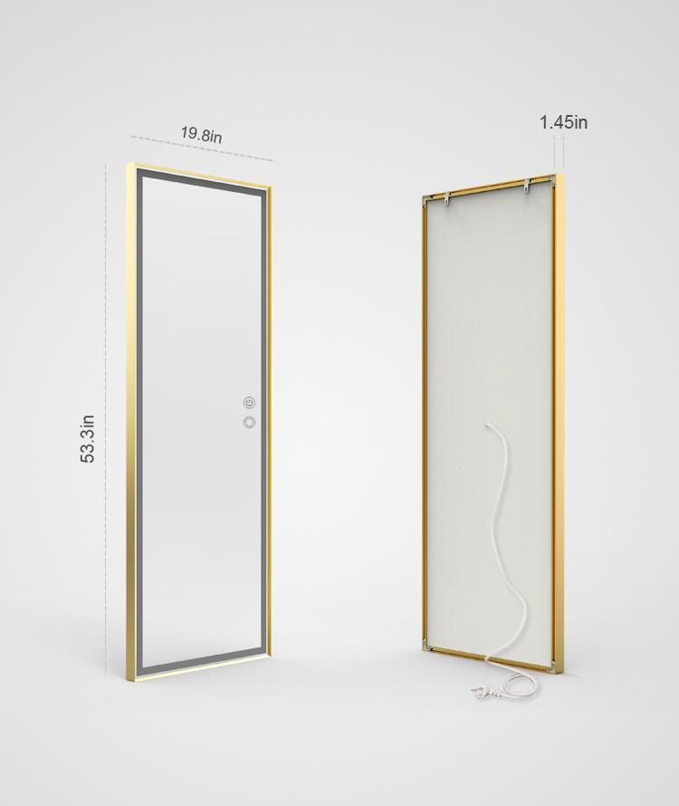 Home Furniture Full Length Floor Gold Aluminum Frame Dressing Mirror with Hanging