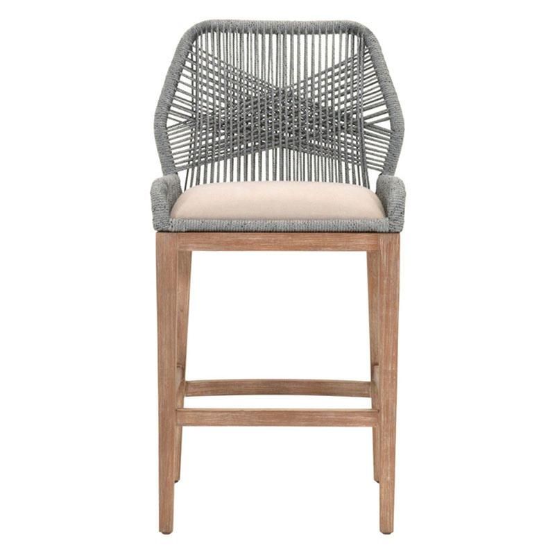 Cross Back Teak Wood Dining Chair with Rope Weaving Back