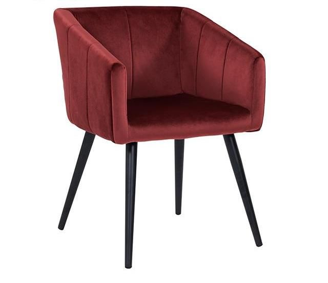 Hot Sale Modern Furniture Dining Room Metal Legs Velvet Fabric Dining Chairs