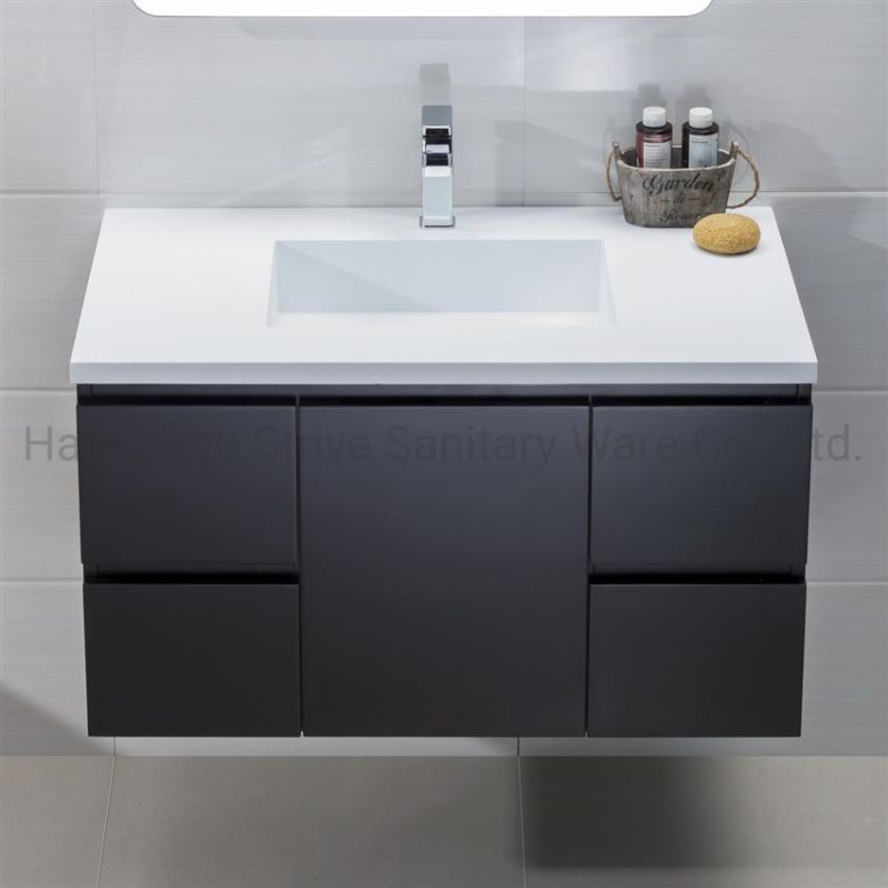 Modern Bathroom Vanity Red Oak Basin Cabinet with Mirror Bathroom Furniture