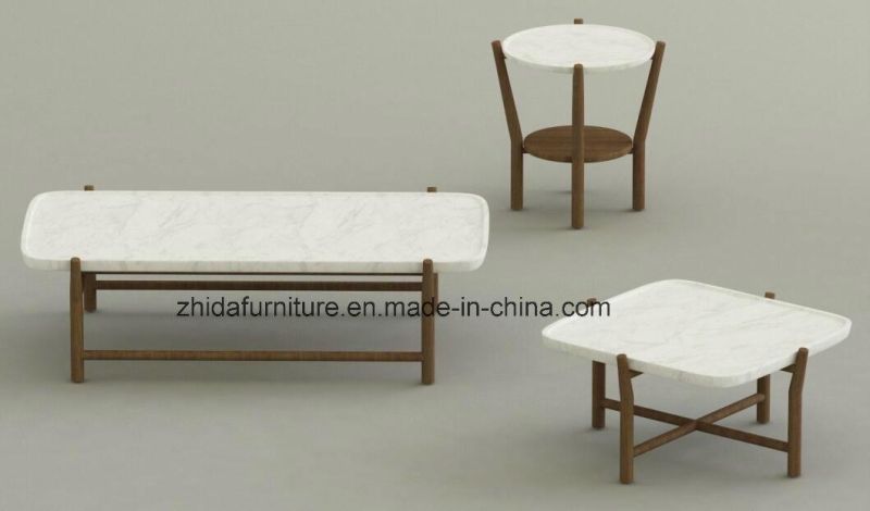 Luxury White Wooden Coffee Table End Table