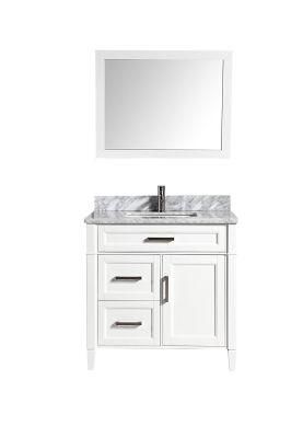 White Color Solid Wood Modern Design Floor Mountained Bathroom Cabinet Vanity