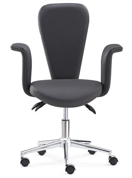 Black PU Leather Adjustable Bar Stool Chair with Backrest