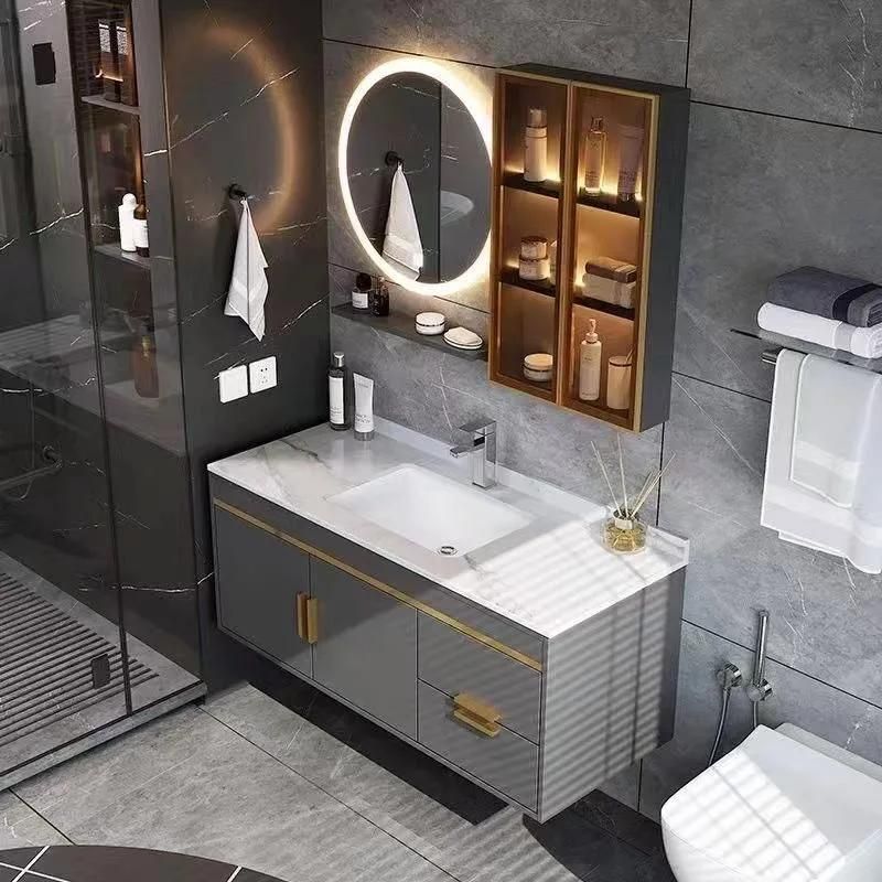 Light Luxury Rock Plate Bathroom Cabinet Modern Toilet Wash Wash Face Hand Basin Cabinet Combination Bathroom Intelligent Mirror