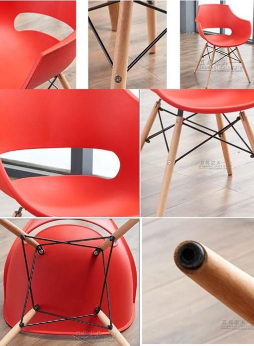 High Quality Dining Plastic Chair with Wood Legs