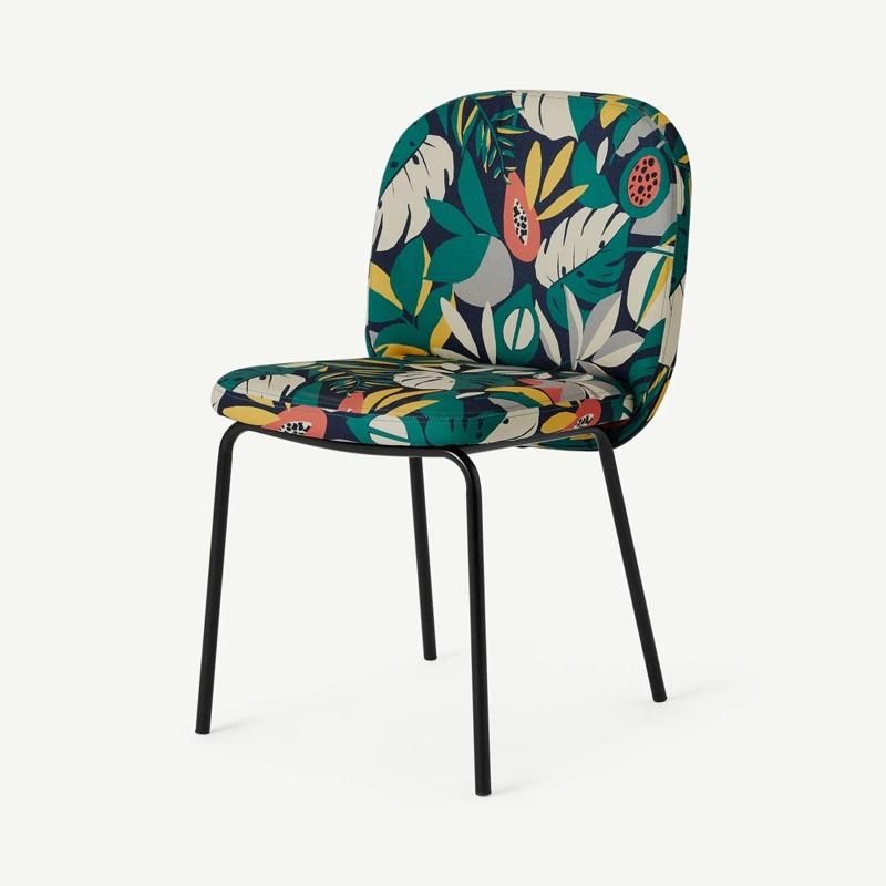 New Design Coffee Hotel Banquet Furniture Modern Flower Fabric Soft Dining Chair