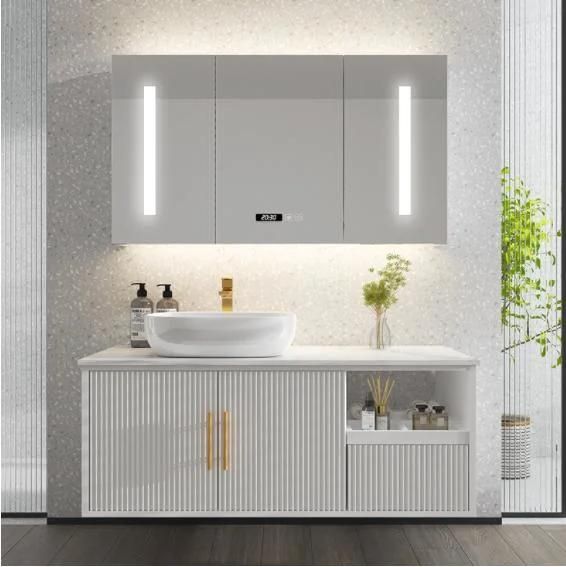 Modern Light Luxury Rock Plate Integrated Basin Bathroom Cabinet Wash Basin Washstand Combination Bathroom Cabinet Solid Wood Suit