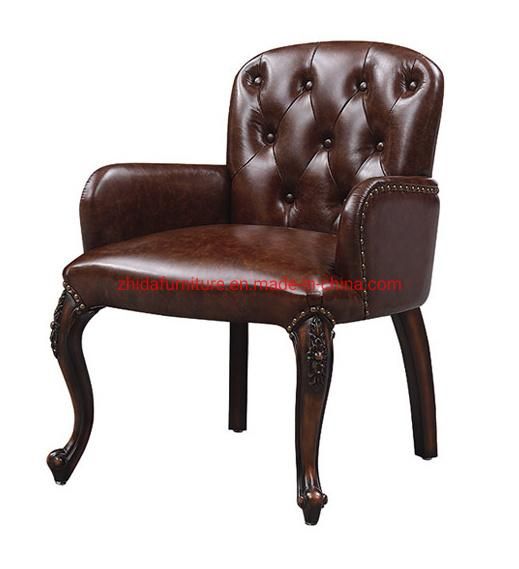 Genuine Leather Living Room Book Wooden Chair for Living Room Furniture