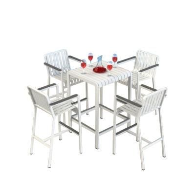 Outdoor Modern Aluminum Bar Set Garden Hotel Home Leisure Birsto Table and Chair Patio Furniture