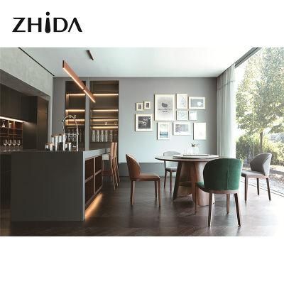 Zhida High-End Modern Home Furniture Villa Dining Room Wooden Walnut Solid Wood Round Dining Table