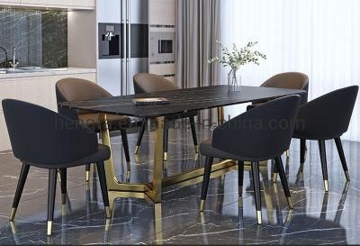 Modern Restaurant Metal Legs Kitchen Furniture Sets Marble Dining Table