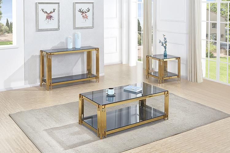 Wholesale Stainless Steel Glass Console Table Cafe Table Side Table