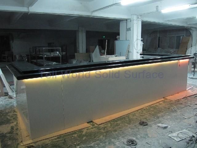 Black Counter Top White Side Solid Surface Bar Counter