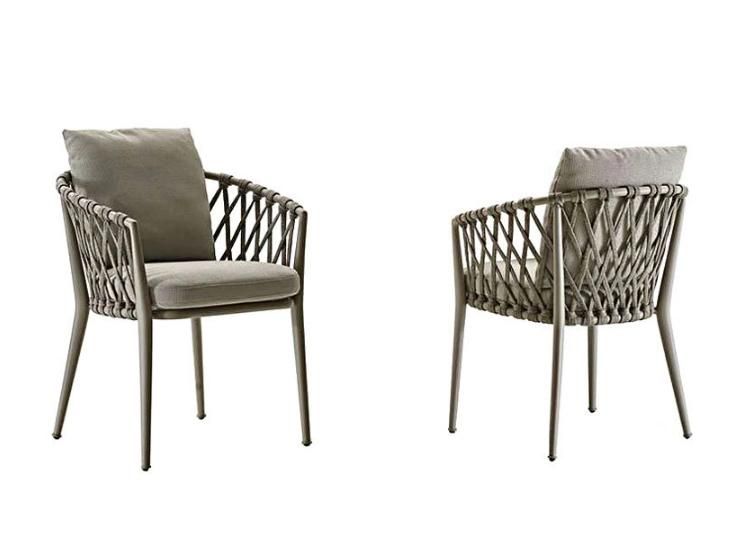 Woven Synthetic Rope Outdoor Dining Chairs for Garden Use