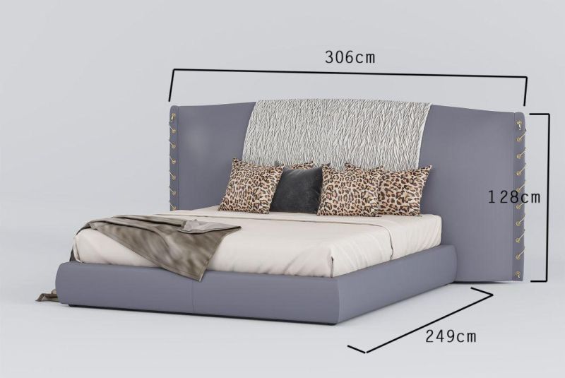 Nordic Design Home Hotel Furniture Modern Bedroom Furniture Bed King Size Headboard