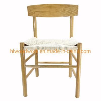 Modern North European Style Hotel and Restaurant Dining Wooden Chair Paper Roper Living Room Rattan Chair Oak Wood Frame Rope Dining Chair