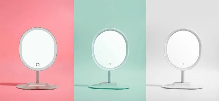 Household Double Sided Face Shape Desktop LED Beauty Makeup Mirror