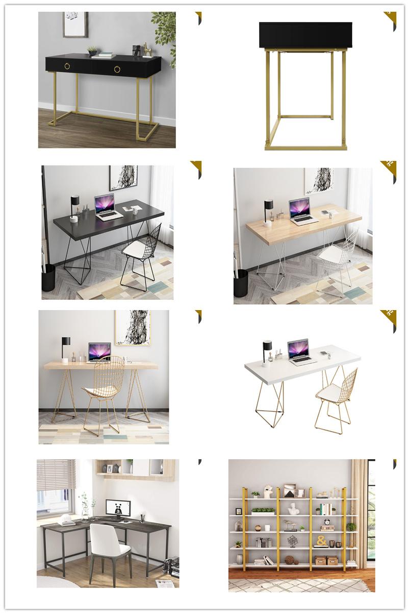 Modern Luxury Gold Stainless Steel Frame Metal Dining Study Table Office Desk Home Office Furniture