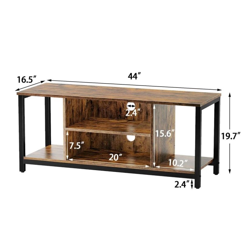 TV Stand for TV up to 50 Inch 3 Tier Entertainment MID Century Modern TV Stand Media Console Table with Open Shelving Storage Wood TV Cabinet for Living