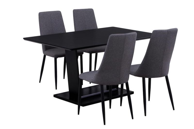 Luxury Furniture Heavy Black Legs Modern Dining Table with Ash Veneer Base