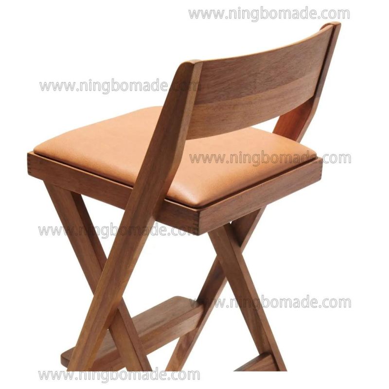 Classic Silhouette Drafting Compass Furniture Natural Ash Tan Leather Cross Bar Stool