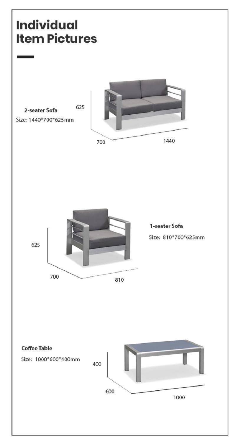 Garden Outdoor Lounge Modern Sectional Sofa Aluminum Patio Set Furniture