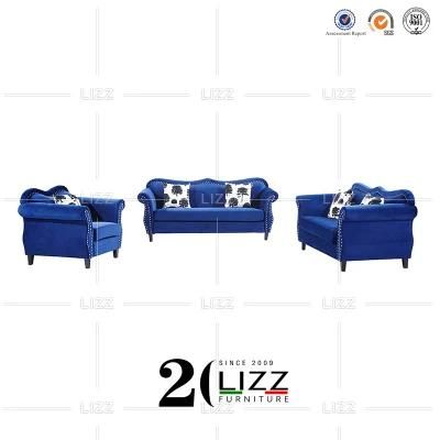 Classic European Royal Style Fabric Sectional 3+2+1 Furniture Set Leisure Velvet Sofa with High Quality