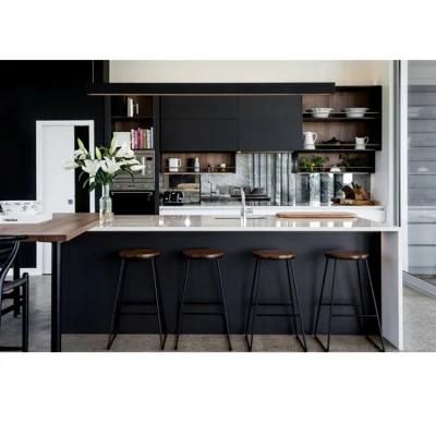 Home Hotel Interior Wooden Kitchen Design Modern Lacquer Black Kitchen Cabinets